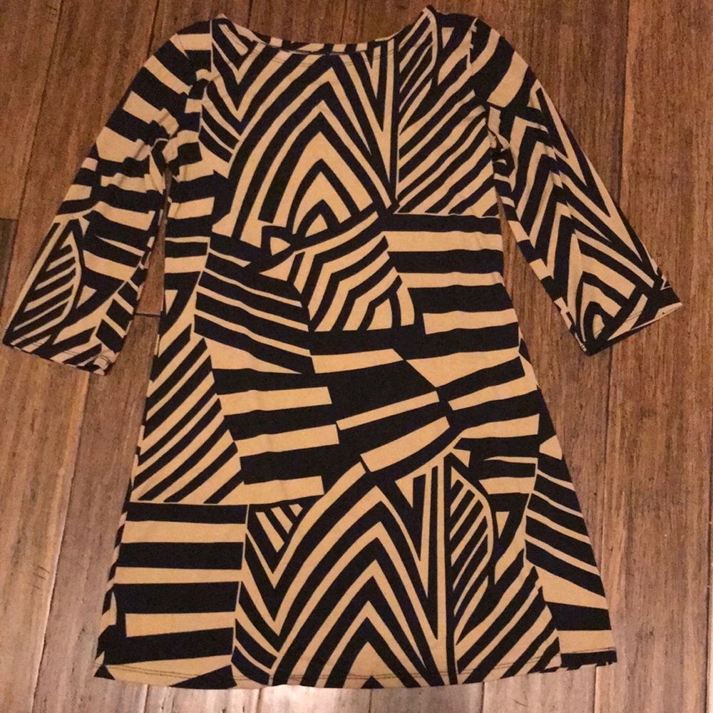 Knit geometric print dress